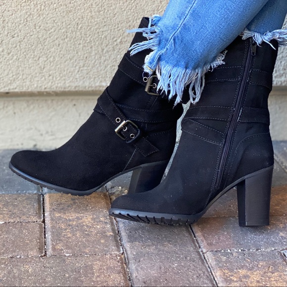 Genuine Suede Engineer Block Heeled Combat Boots - Picture 11 of 16